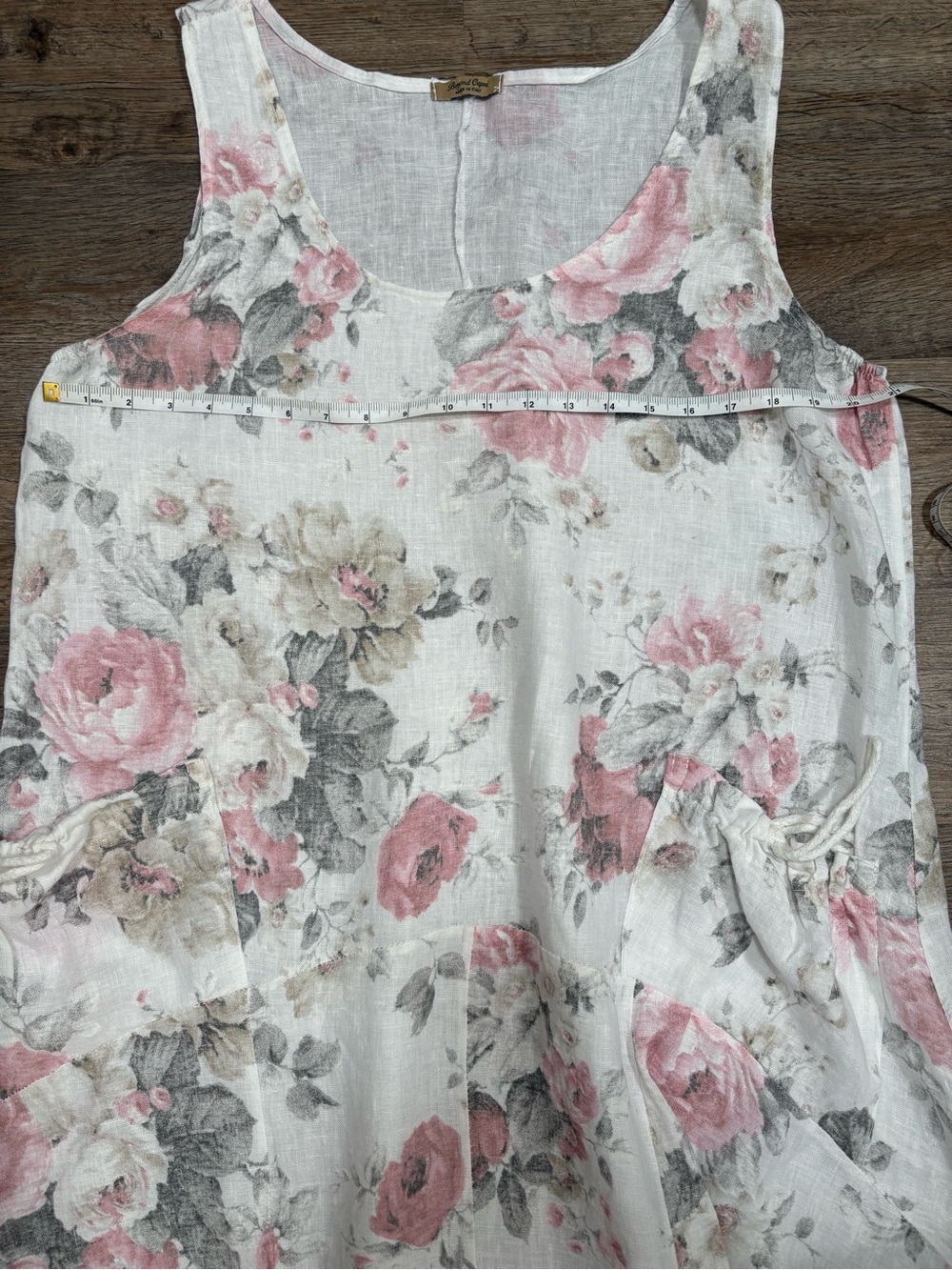 Floral Sleeveless Linen Dress in Light Pink by - Picture 7 of 10
